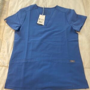 Figs ciel blue Casma three pocket scrub top